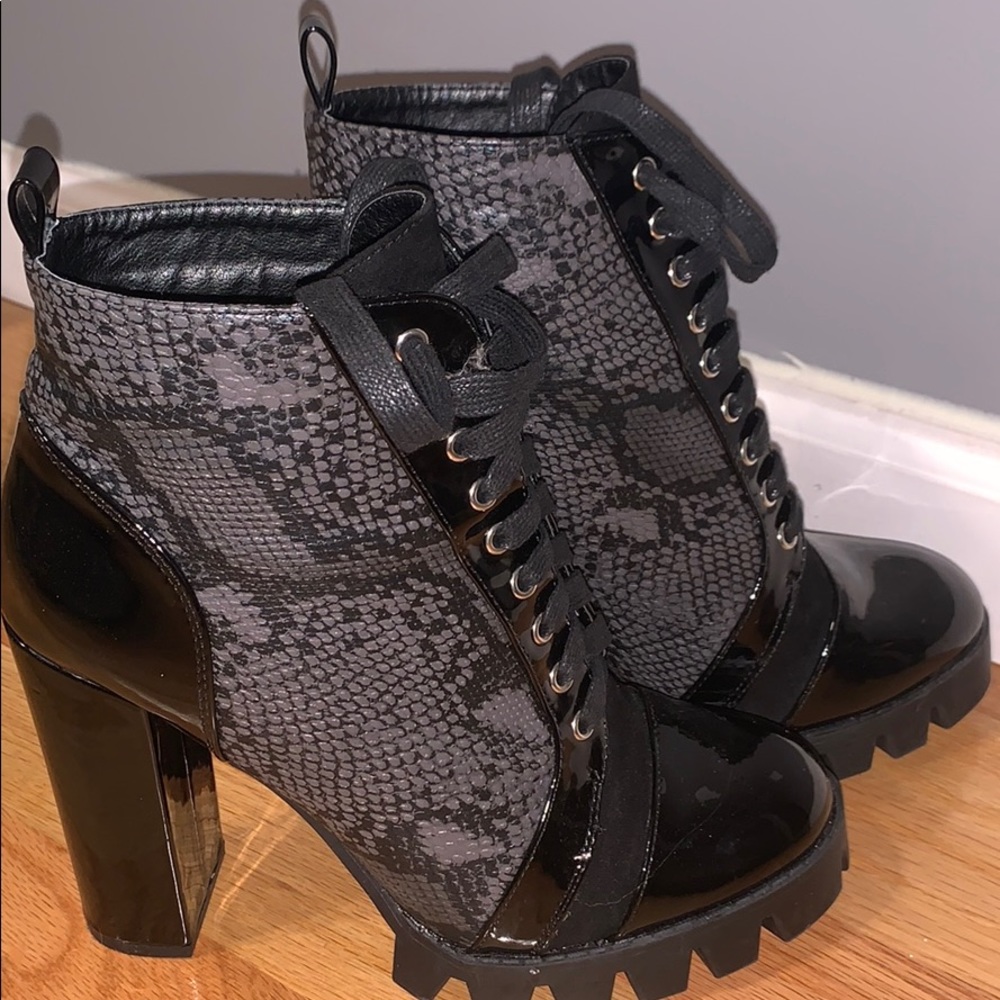 Black and Gray snakeskin booties
